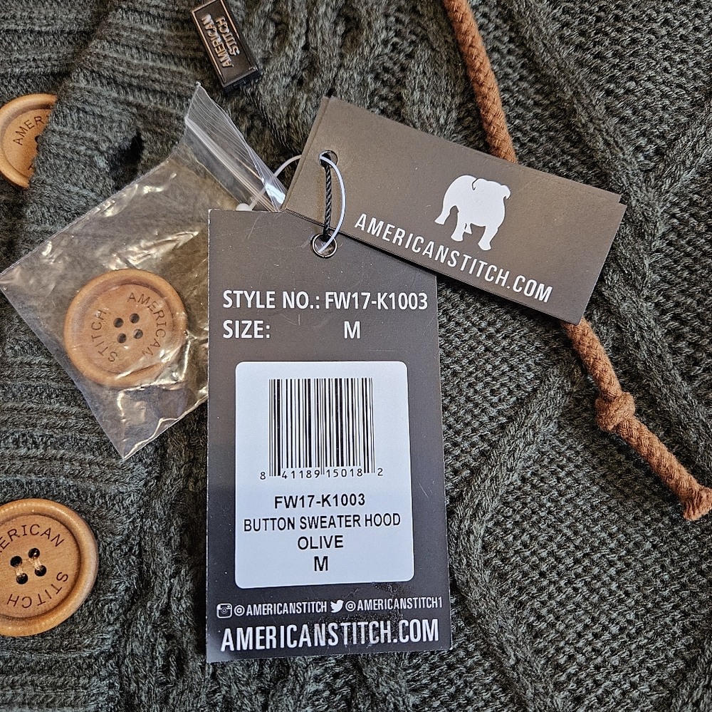 NWT American Stitch Men's Green Hooded Cardigan-Style Jacket/Coat Size Medium - Picture 5 of 13